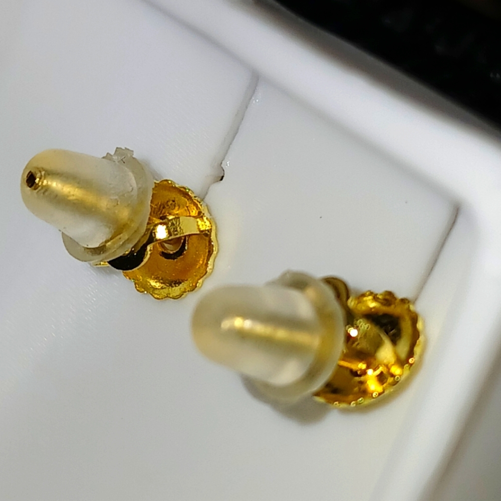 NIB 14kt Gold Over 925 Sterling Silver Stud CZ stone Earrings - Picture 12 of 12
